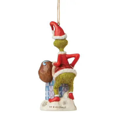 6009204 Grinch Climbing in Chimney Hanging Ornament - The Grinch by Jim Shore Enesco - immagine 2