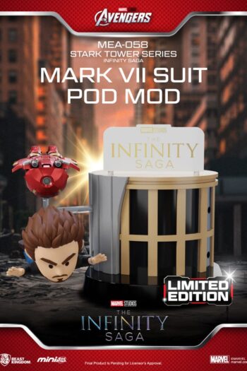 Marvel Mini Egg Attack Figures The Infinity Saga Stark Tower series Tony Stark & Mark VII suit pod mod 12 cm