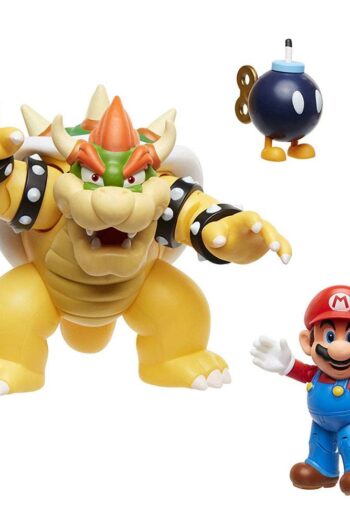 World of Nintendo Action Figure 3-Pack Mario vs. Bowser Lava Battle