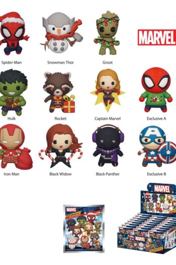 Marvel 3D PVC Bag Clips Marvel Christmas Series 1 Display (24)