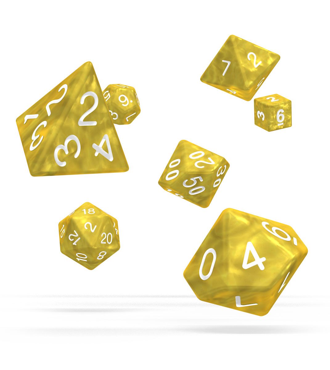 x_odd500006 Oakie Doakie Dice RPG Set Marble - Yellow (7) - immagine 1