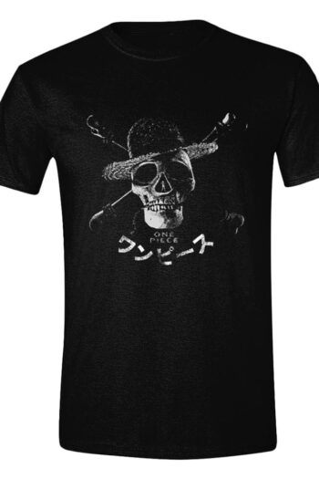 One Piece Live Action T-Shirt Greyscale Skull Size M