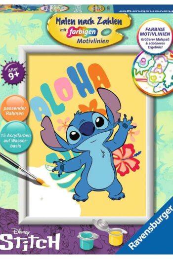 Disney Paint by Numbers Painting Set Aloha Stitch 18 x 24 cm *German Edition*