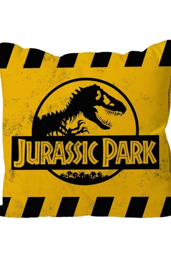 Jurassic Park Cushion Caution Yellow Logo 40 x 40 cm