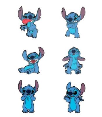 Disney Loungefly Enamel Pins Stitch Funny Faces Display (12)