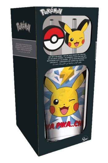 Pokémon Glass Tumbler with Straws Pikachu 485 ml