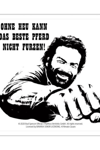 Bud Spencer Tin coasters Faust Pferd 10 x 10 cm