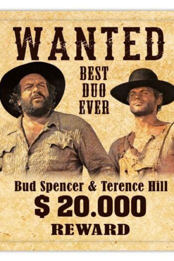 Bud Spencer & Terence Hill Tin coasters Wanted 10 x 10 cm