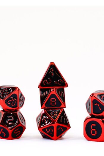 FanRoll  Dice Set Red with Black Enamel (7)
