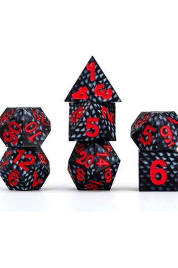 Dragon Storm Sharp Edge Silicone Dice Set Black Dragon Scales (7)
