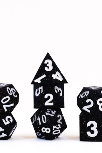 FanRoll Sharp Edge Silicone Dice Set Gold Scatter (7)