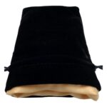 FanRoll Dice Bag Velvet Black with Gold Satin Small