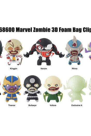 Marvel 3D PVC Bag Clips  Series 1 Zombies Display (24)