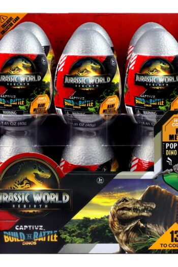 Jurassic World Rebirth Pop N Lock Breach Blind Box Captivz Build n Battle Dinos Display (12)