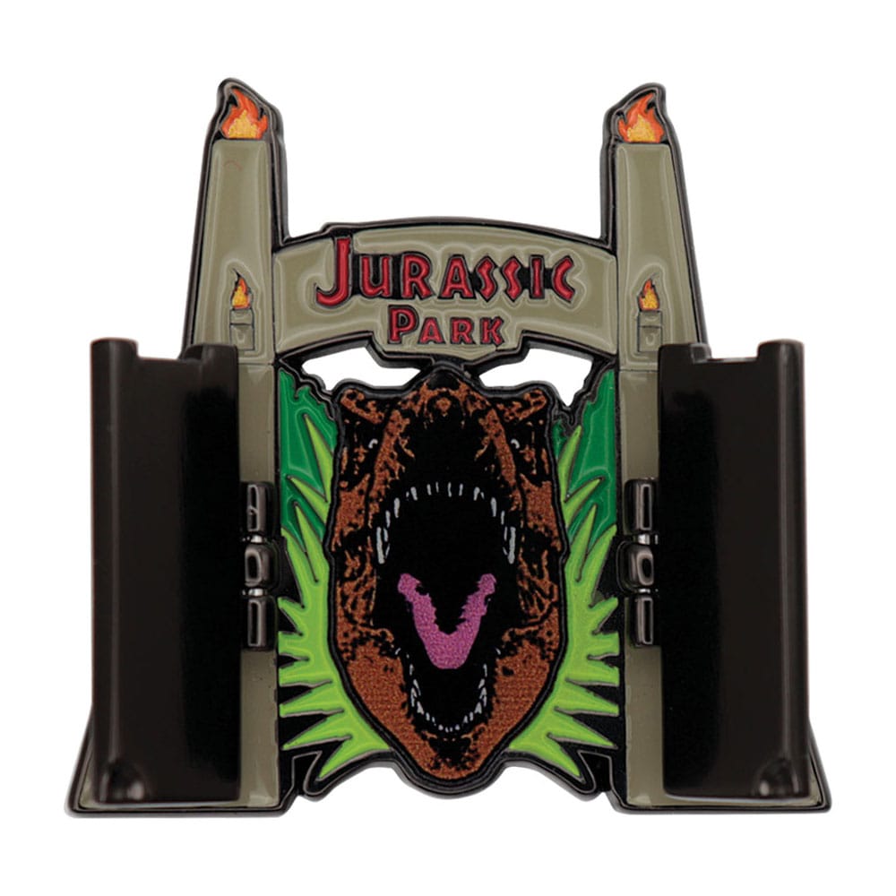 x_fntk-uv-jp158 Jurassic Park Pin Badge Gates Hinged - immagine 1