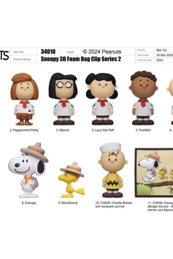 Peanuts 3D PVC Bag Clips Snoopy Series 2 Display (24)