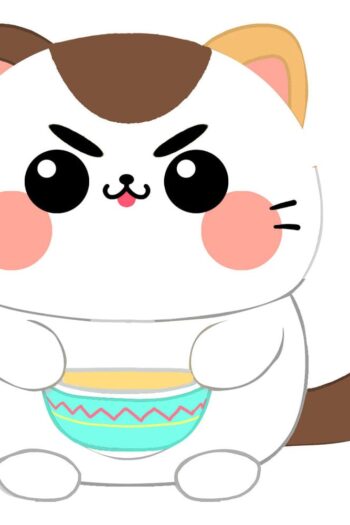 Funny Cat Plush Figure Cat with Soup 25 cm