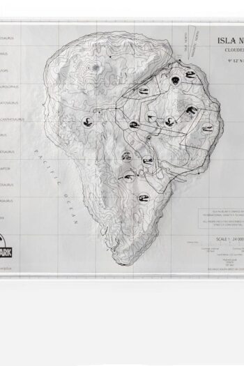 Jurassic Park Topographic Map Isla Nublar