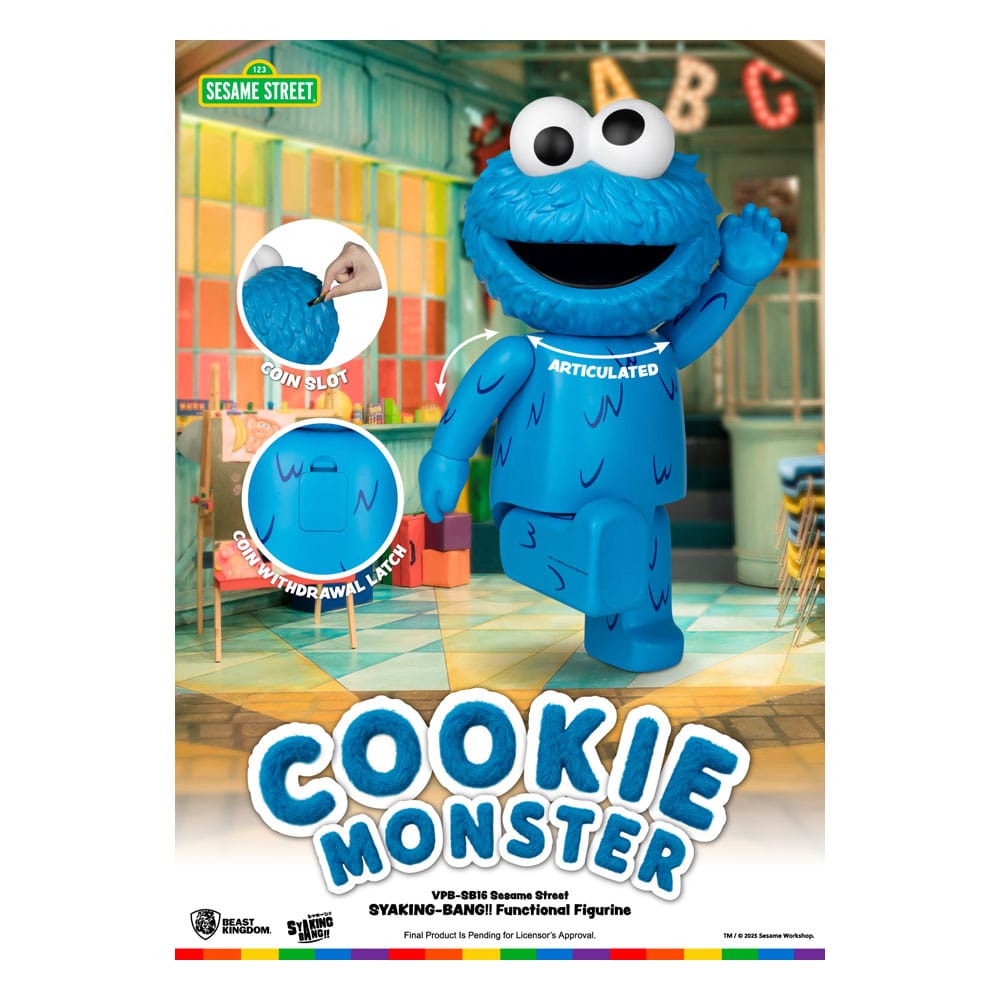 x_bkdvpb-sb16 Sesame Street Syaking Bang Series PVC coin bank Cookie Monster 47 cm - immagine 1