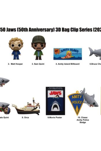 Jaws 3D PVC Bag Clips 50th Anniversary Series 1 Display (24)