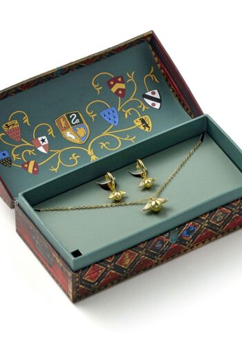 Harry Potter: Quidditch Golden Snitch Necklace and Earrings Gift Set (Golden Tone)