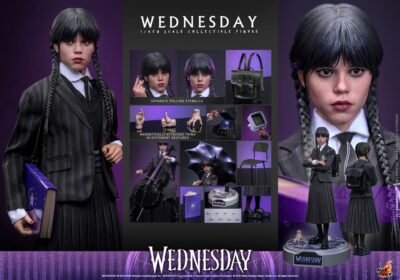 Mercoledi' Wednesday Addams Action Figure 1/6 Jenna Ortega Netflix 27 cm by Hot Toys - immagine 10
