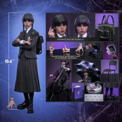 Mercoledi' Wednesday Addams Action Figure 1/6 Jenna Ortega Netflix 27 cm by Hot Toys - immagine 11