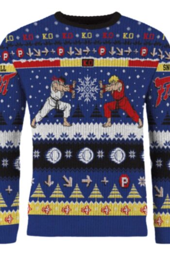 Street Fighter Christmas Sweater Ryu & Ken Size L