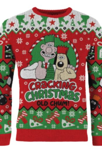 Wallace & Gromit Christmas Sweater Cracking Christmas Old Chum! Size XL