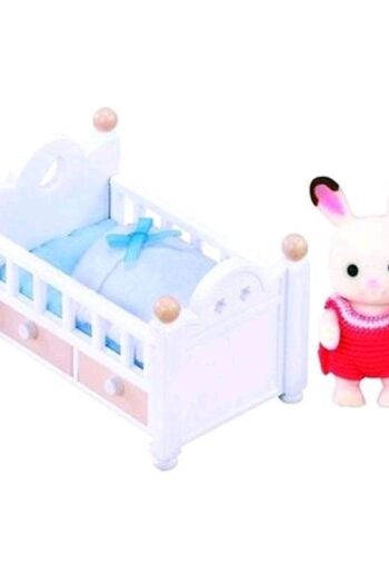 Sylvanian Families: Chocolate bunnies baby with baby cot figure 5 cm