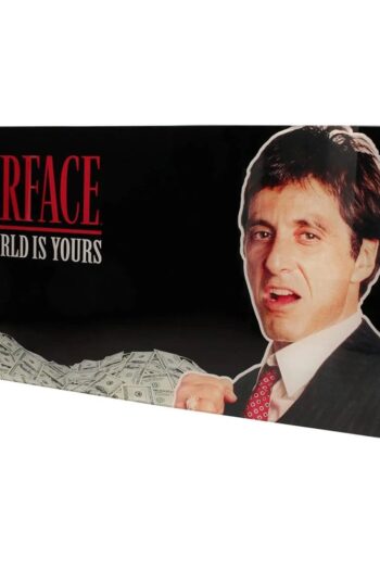 Scarface Glass Poster The World Is Yours (Black Background) 60 x 30 cm