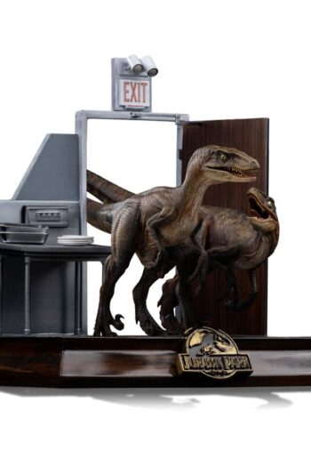 Jurassic Park Art Scale Statue 1/10 Raptors at the Kitchen's Door 28 cm
