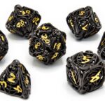 CritStones Hollow Metal Dice Set Soulreaper Gold (7)