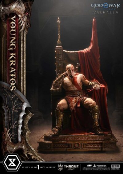 Throne Legacy God of War Series Statue 1/3 Ragnarok Young Thyself Kratos 91 cm by Prime 1 - immagine 3