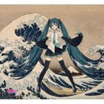 Katsushika Hokusai x Hatsune Miku Acrylic Panel Thirty-six Views of Mount Fuji The Great Wave off Kanagawa 30 cm