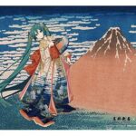 Katsushika Hokusai x Hatsune Miku Acrylic Panel Thirty-six Views of Mount Fuji Fine Wind, Clear Morning 30 cm