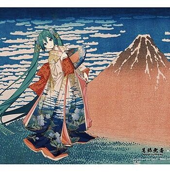 Katsushika Hokusai x Hatsune Miku Acrylic Panel Thirty-six Views of Mount Fuji Fine Wind, Clear Morning 30 cm
