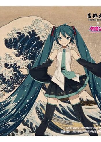 Katsushika Hokusai x Hatsune Miku Car Magnet Thirty-six Views of Mount Fuji/The Great Wave off Kanagawa