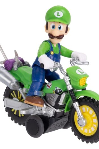 The Super Mario Galaxy Movie Action Figure with Pull Back Motorcycle Luigi 6 cm