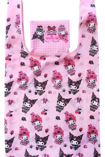 Sanrio Pink Black Party Series Tote Bag Kuromi & My Melody Foldable
