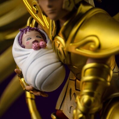 Saint Seiya Art Scale Statue 1/10 Sagittarius Aiolos 21 cm Micene e baby Athena Saori by Iron Studios - immagine 2
