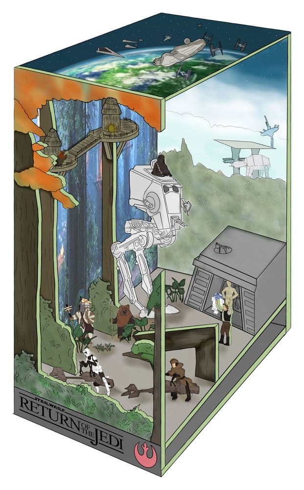 x_rev00546 Star Wars Tiny Adventures Book Nook Mini Diorama Battle of Endor 23 cm - immagine 1