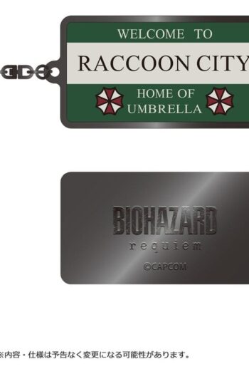 Resident Evil Requiem Metal-Keychain Raccoon City Welcome Sign