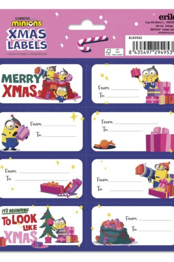 Minions Self-Adhesive Labels Christmas