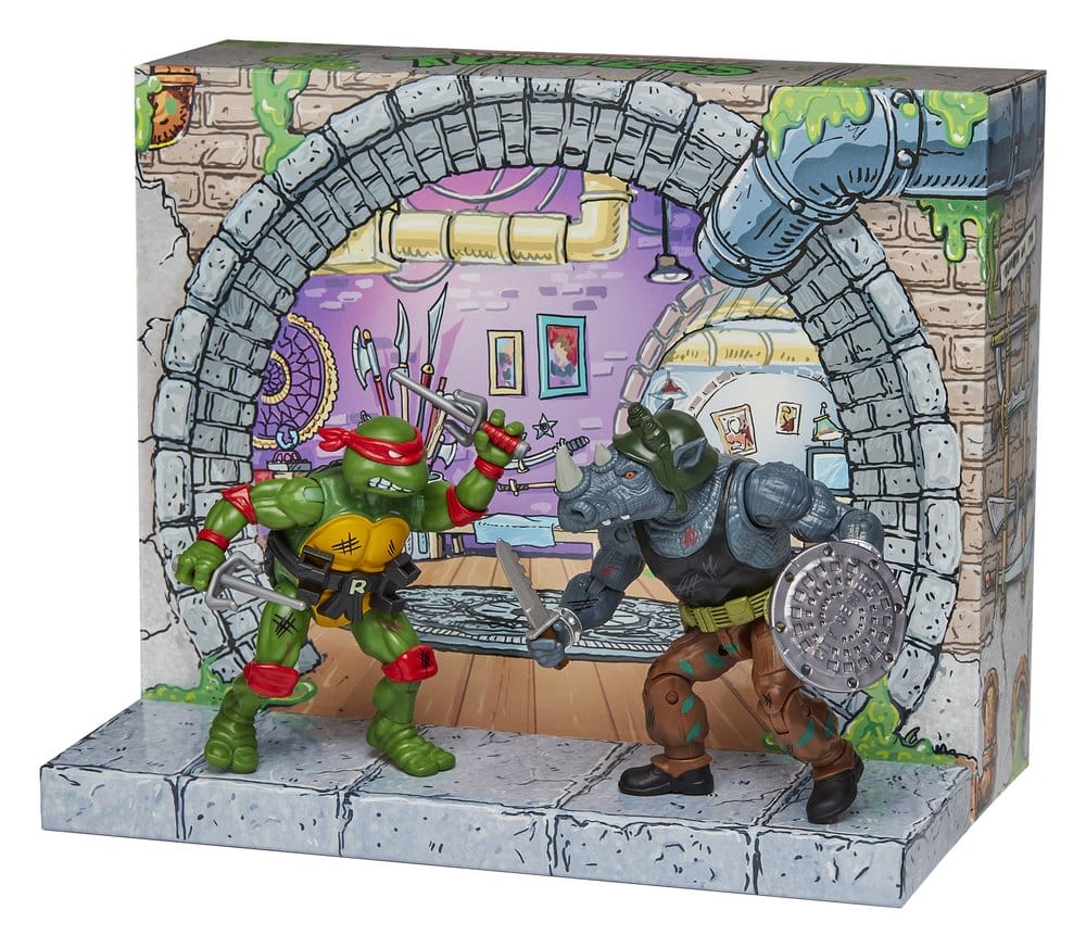 x_pla40643 Teenage Mutant Ninja Turtles: Remastered Action Figures Raphael vs. Rocksteady - immagine 1