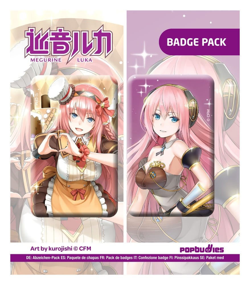x_popb-pbbp61 Vocaloid Button 2-Pack Megurine Luka (Art by kurojish) - immagine 1
