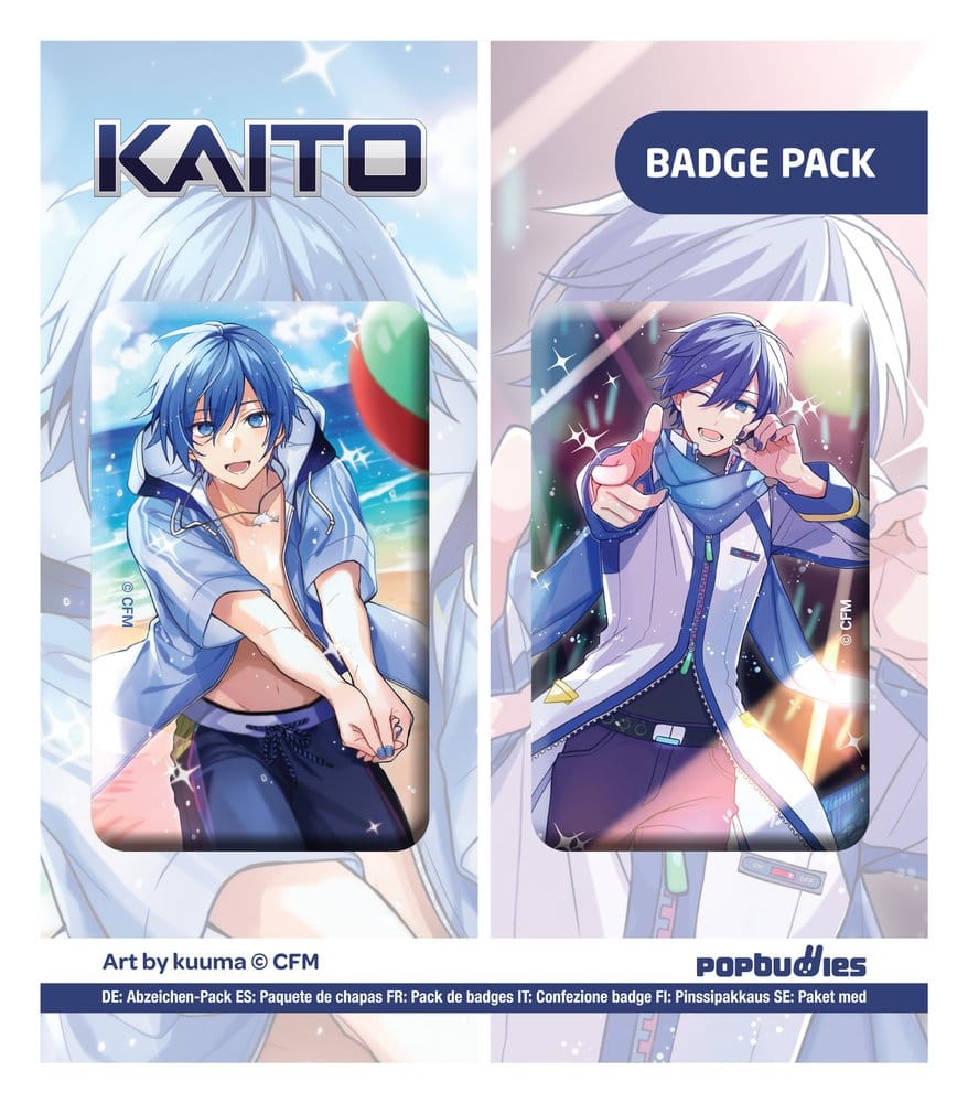 x_popb-pbbp62 Vocaloid Button 2-Pack Kaito (Art by kuuma) - immagine 1