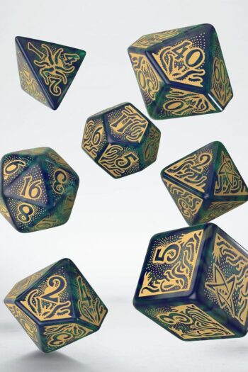 Call of Cthulhu 7th Edition Dice Set of 7 Blue-green & Gold