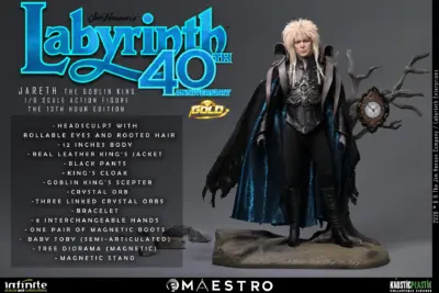 Labyrinth Jareth The Goblin King 1/6 Action Figure The 13th Hour Edition Gold by Infinite Statue - immagine 12