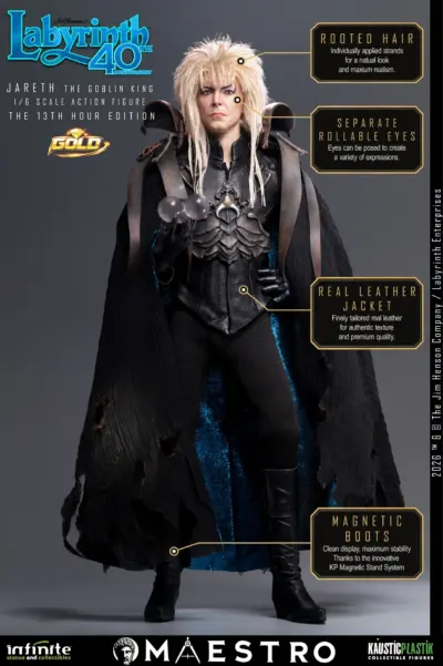 Labyrinth Jareth The Goblin King 1/6 Action Figure The 13th Hour Edition Gold by Infinite Statue - immagine 22